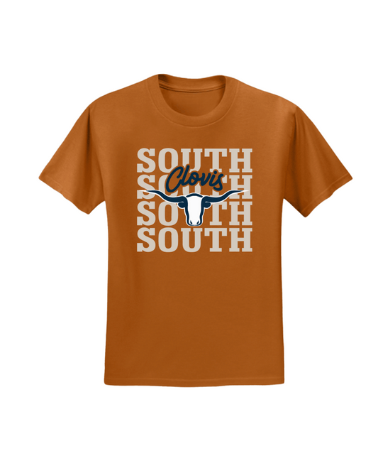 Clovis South Longhorn Tee - TOrange