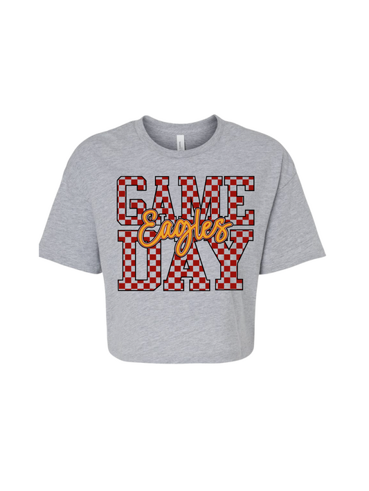 Game Day Checkered Eagles Tee - Heather Grey