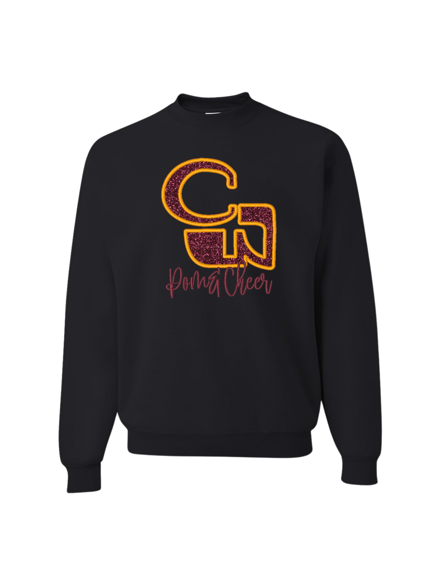 CW Pom&Cheer Embroidered Glitter Unisex Crew - Black