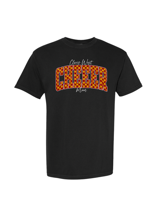 CW Checkered Cheer Mom Tee - Black
