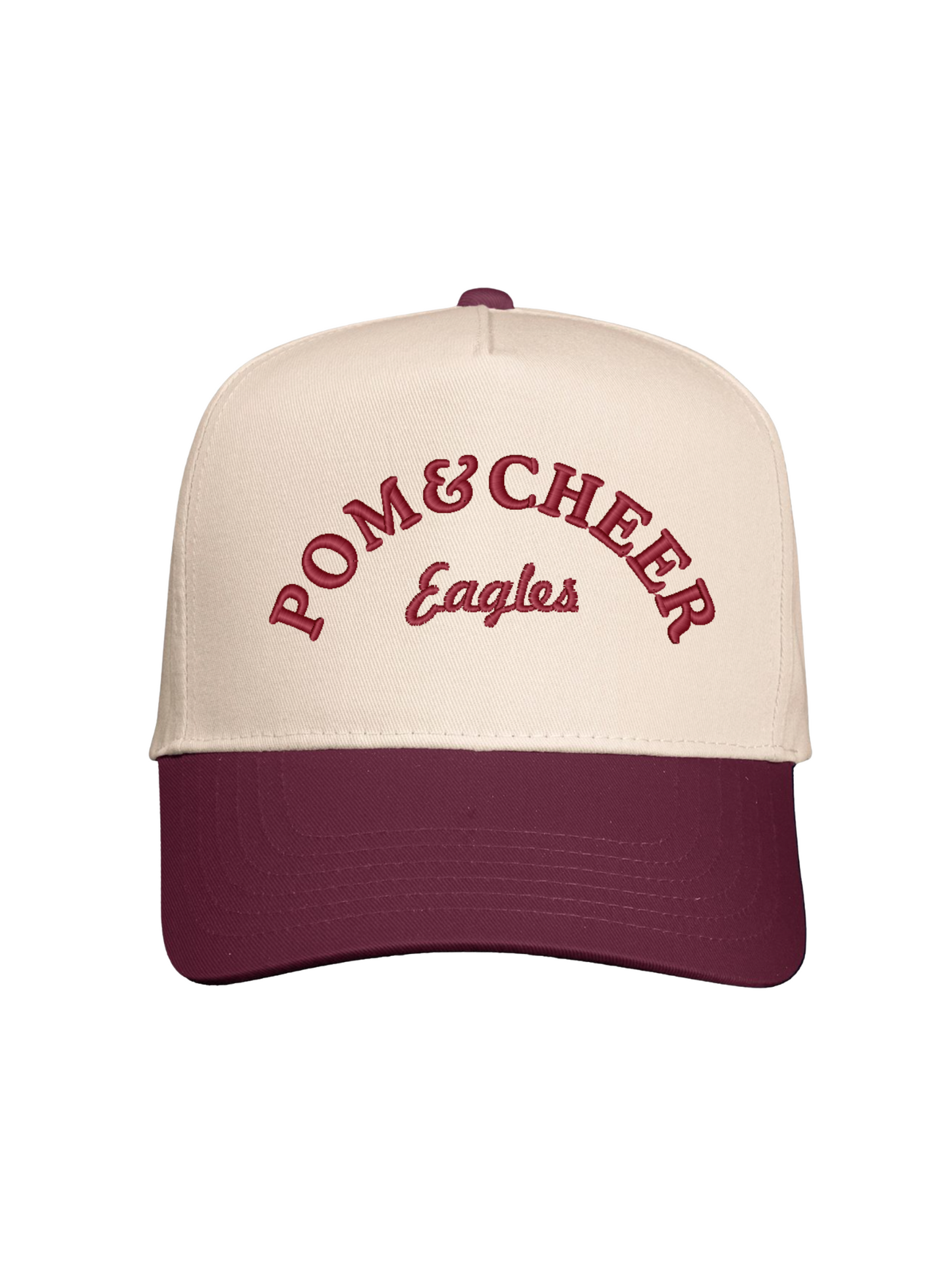 CW Pom & Cheer Cap - Natural/Maroon