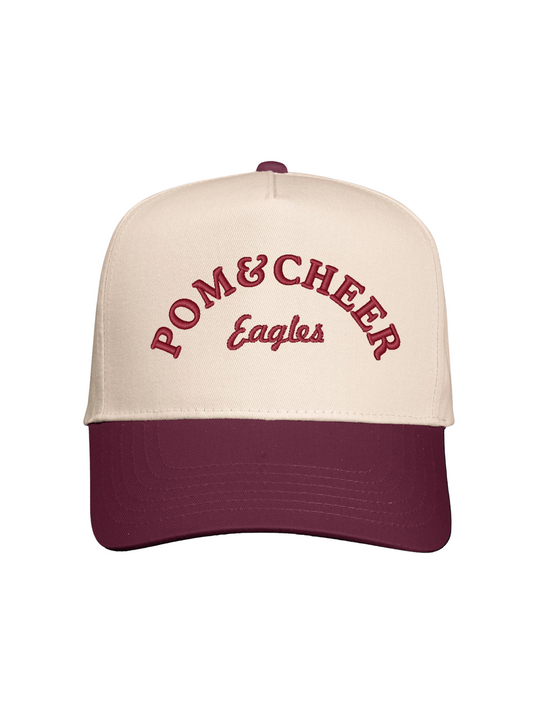 CW Pom & Cheer Cap - Natural/Maroon