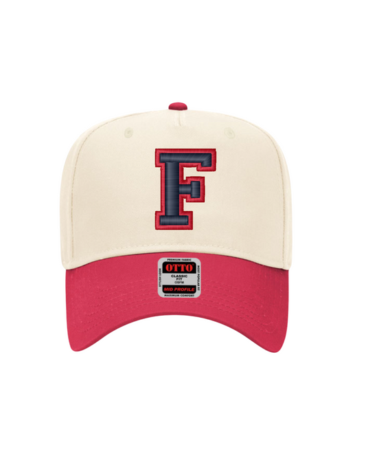 F Embroidered Cap - Natural/Red