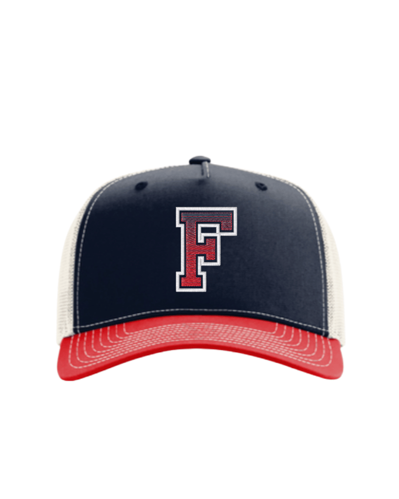 "F" Ombre Embroidered Hat - Navy/Wt/Red