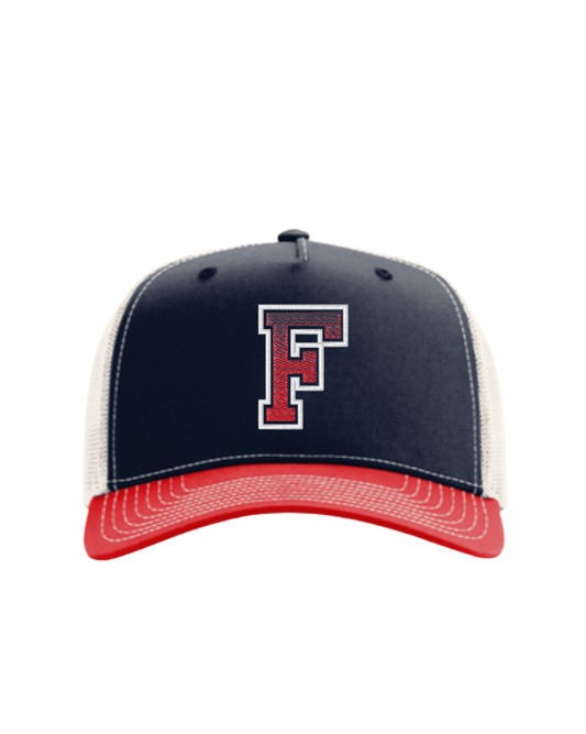 "F" Ombre Embroidered Hat - Navy/Wt/Red