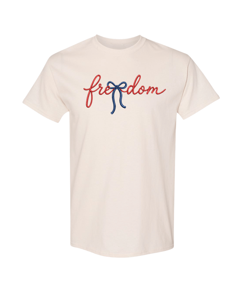 Freedom Embroidered Tee - Natural