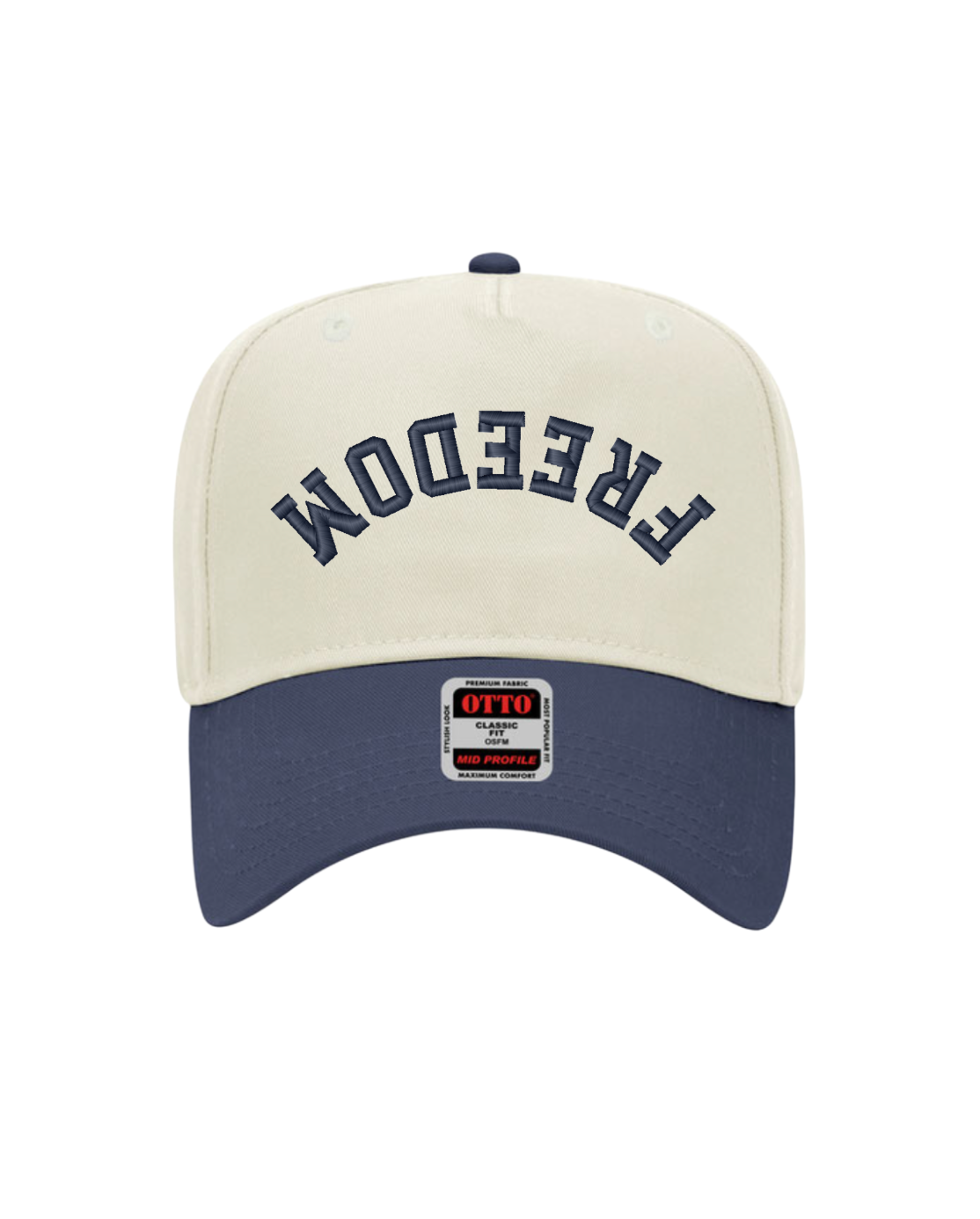 FREEDOM Embroidered Cap - Natural/Navy