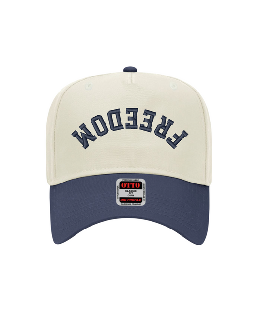 FREEDOM Embroidered Cap - Natural/Navy