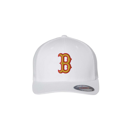 “B” Red/Gold Cap - White