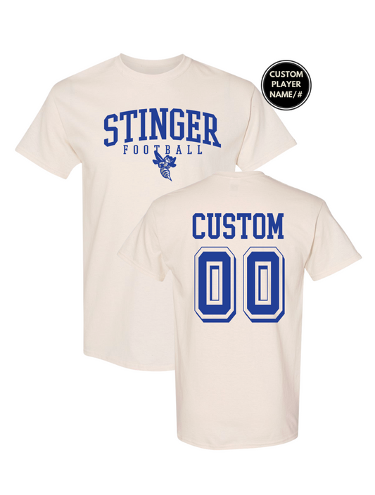 Stingers Football Custom Name & # Tee - Natural