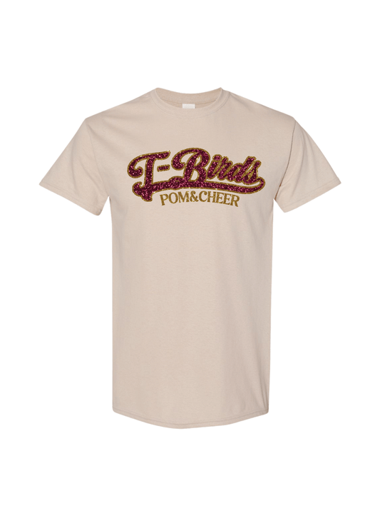 TBirds Pom&Cheer Glitter Tee -Sand