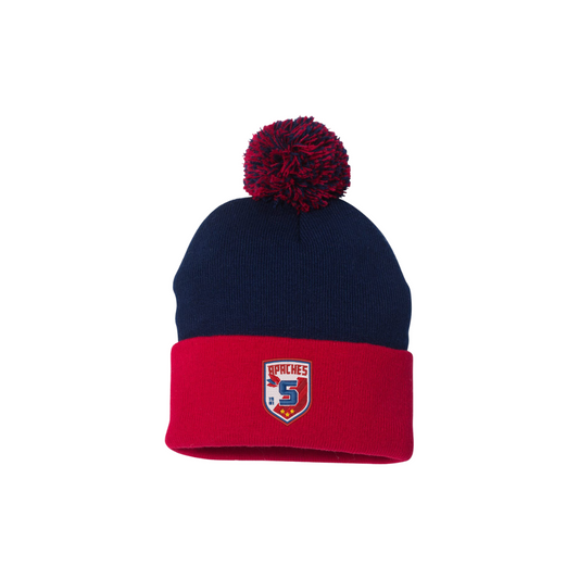 Apache Pom Beanie - Red/Navy