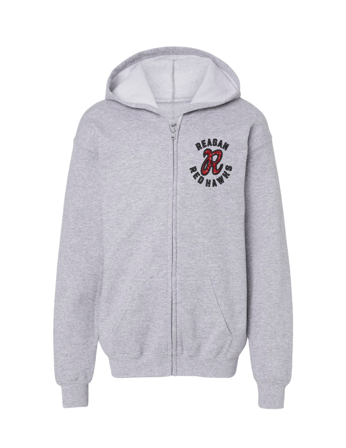Reagan Embroidered Zip Up - Heather Gray