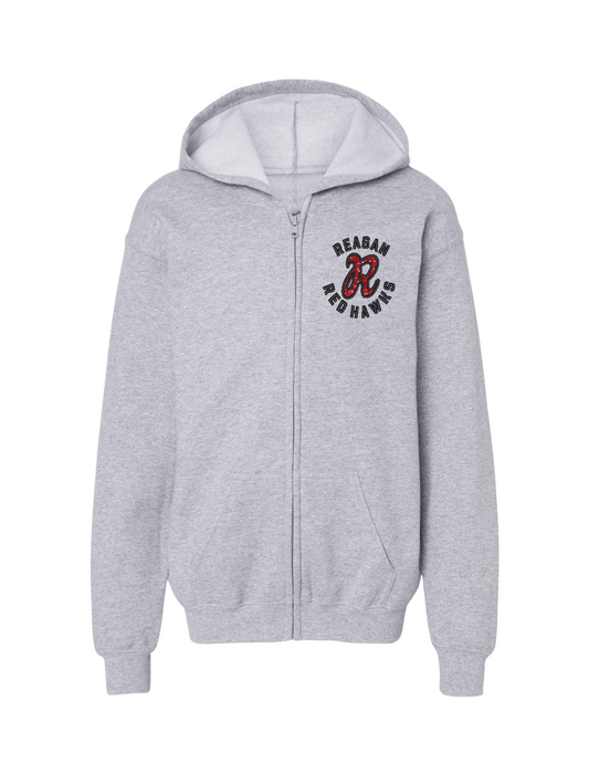Reagan Embroidered Zip Up - Heather Gray