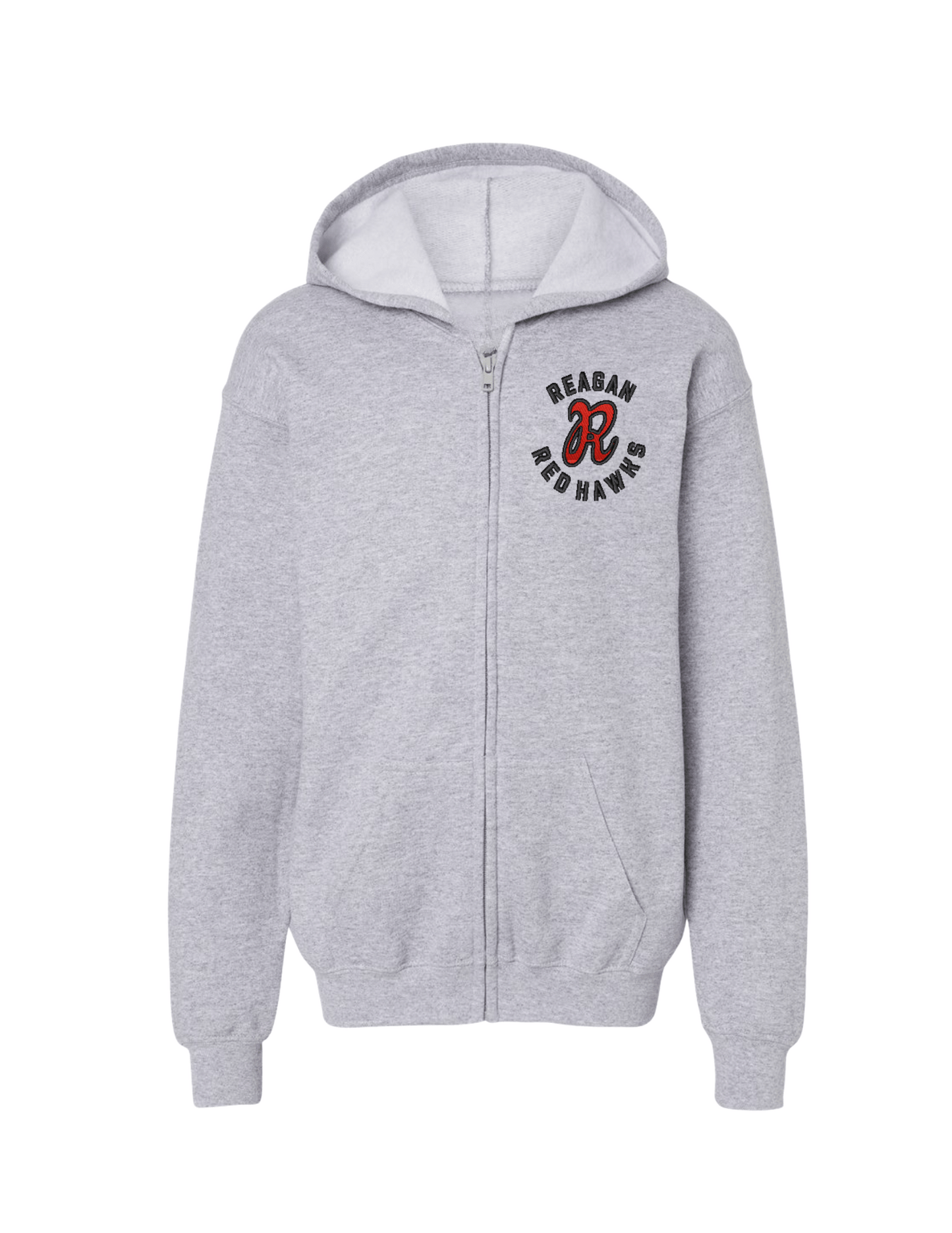 Reagan Embroidered Zip Up - Heather Gray