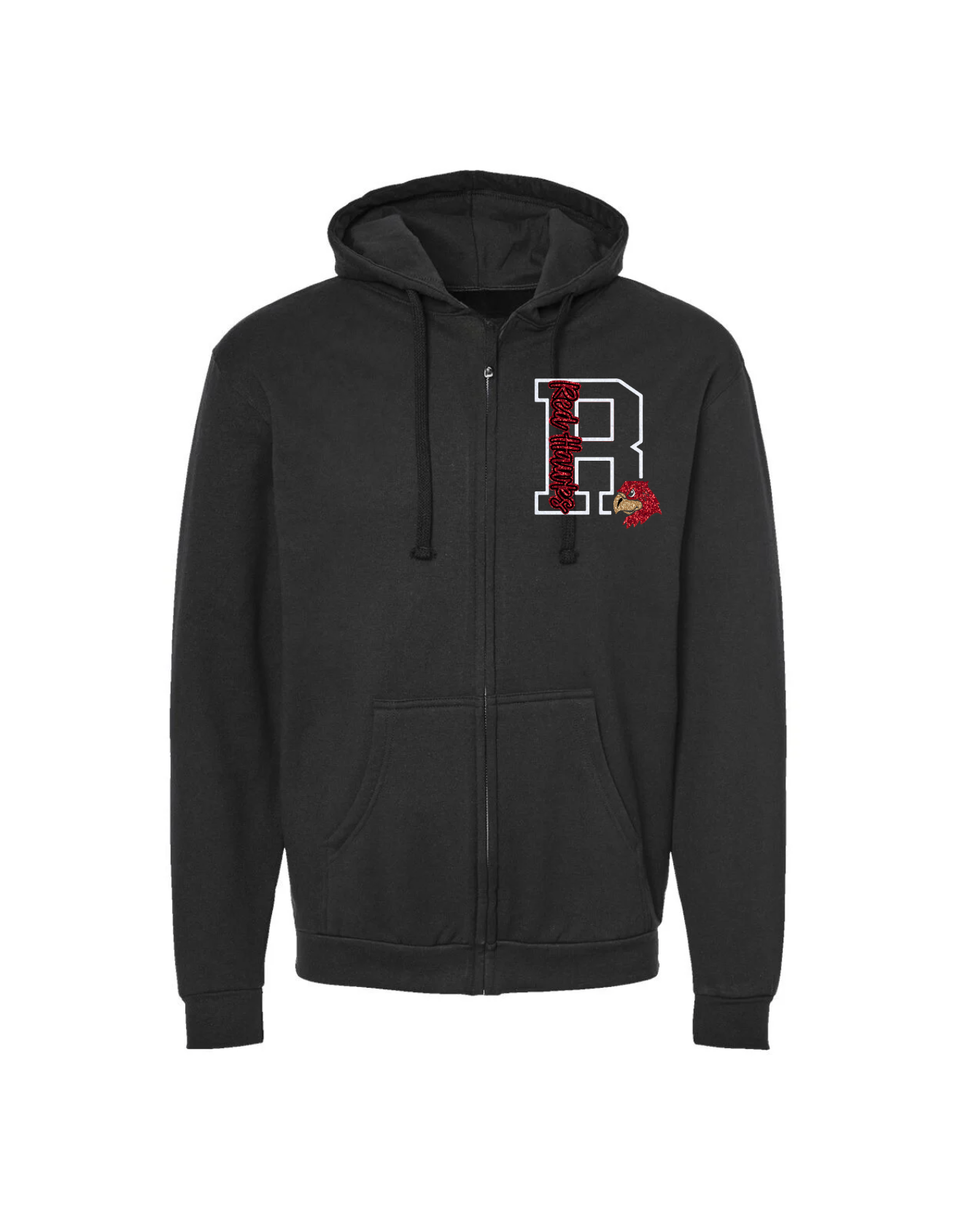 Reagan R Script Zip Up - Black