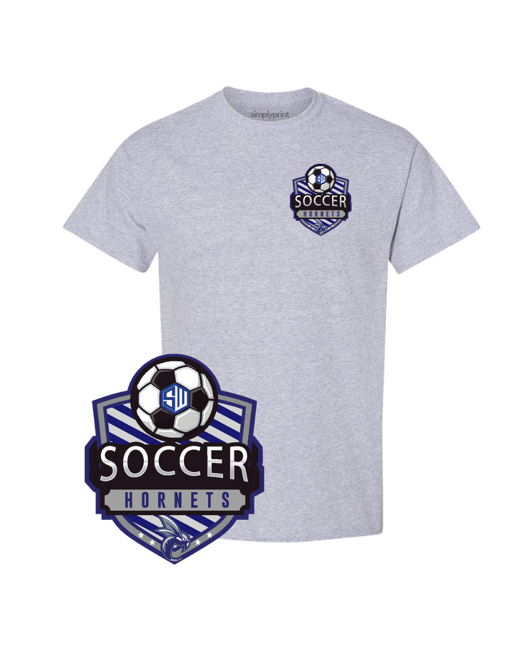 Hornets Soccer  Logo Tee - Heather Gray