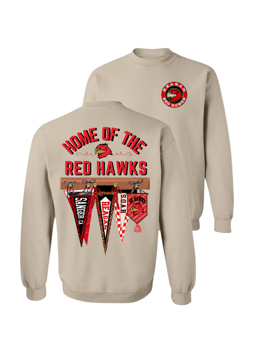 Home of the Red Hawks Crew - Sand ( Adult Size Only)