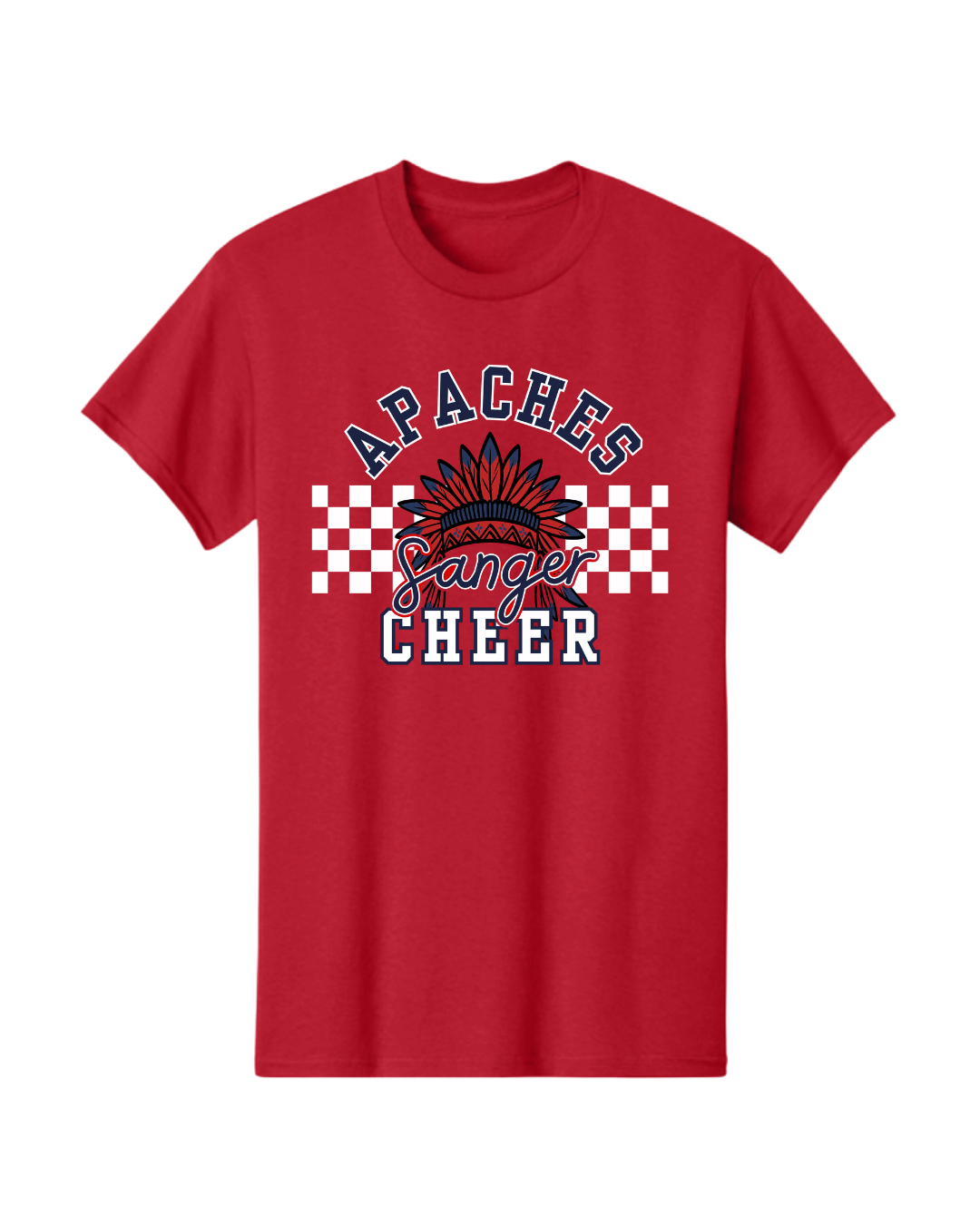 Apaches Cheer Checkered Tee -  Red