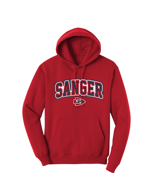Sanger Embroidered Hoodie - Red
