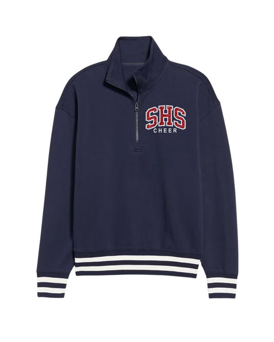 SHS Cheer Glitter Embroidered 1/4 zip up - Navy