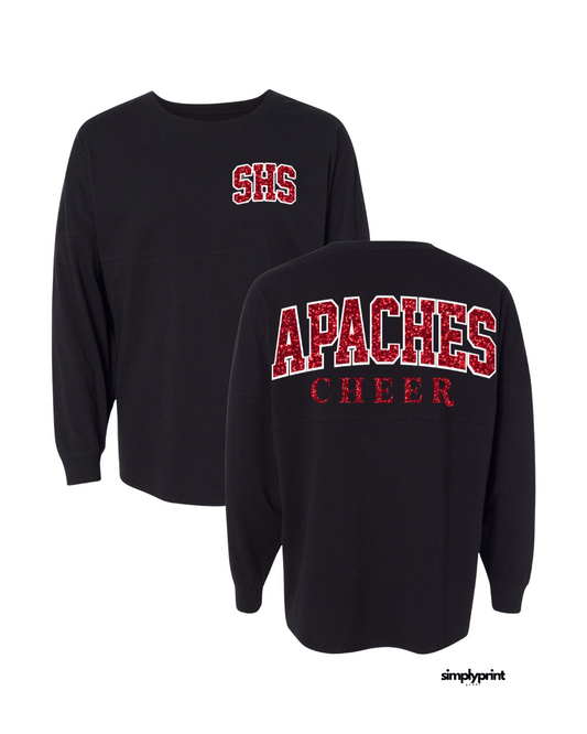 Apache Cheer Long Sleeve Spirit Jersey - Black