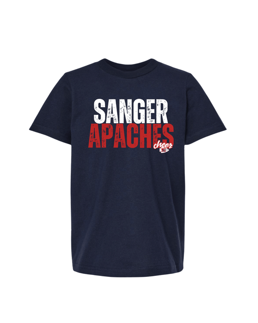 Sanger Apaches Cheer Tee -  Navy