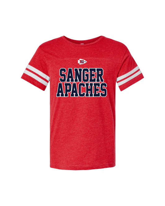 SANGER APACHES Football Tee - Vintage Red