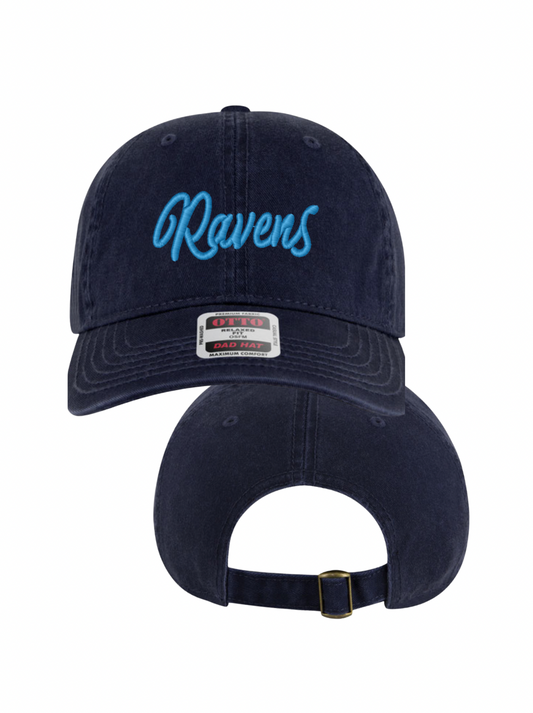 Ravens Embroidered Dad Hat - Navy