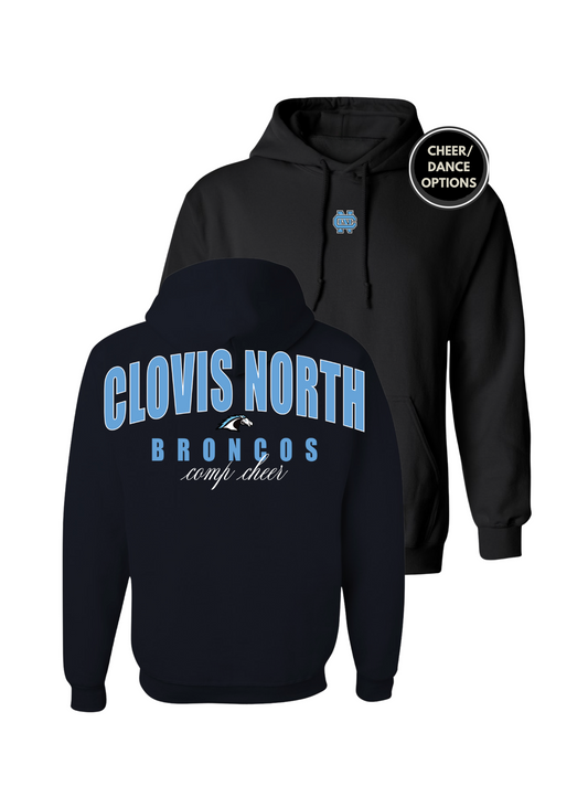 Clovis North Hoodie Oversized Print/Embroidery-  Black