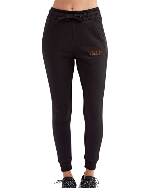 Womens Embroidered Joggers - Black