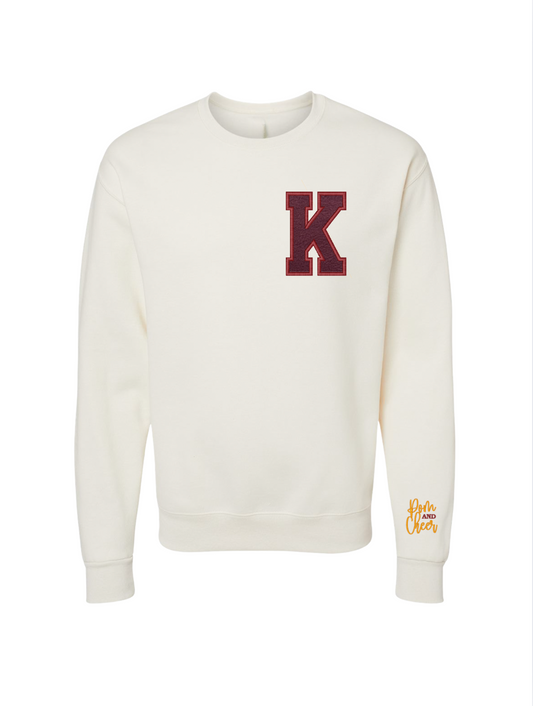 Varsity "K" Embroidered Sweater - Cream