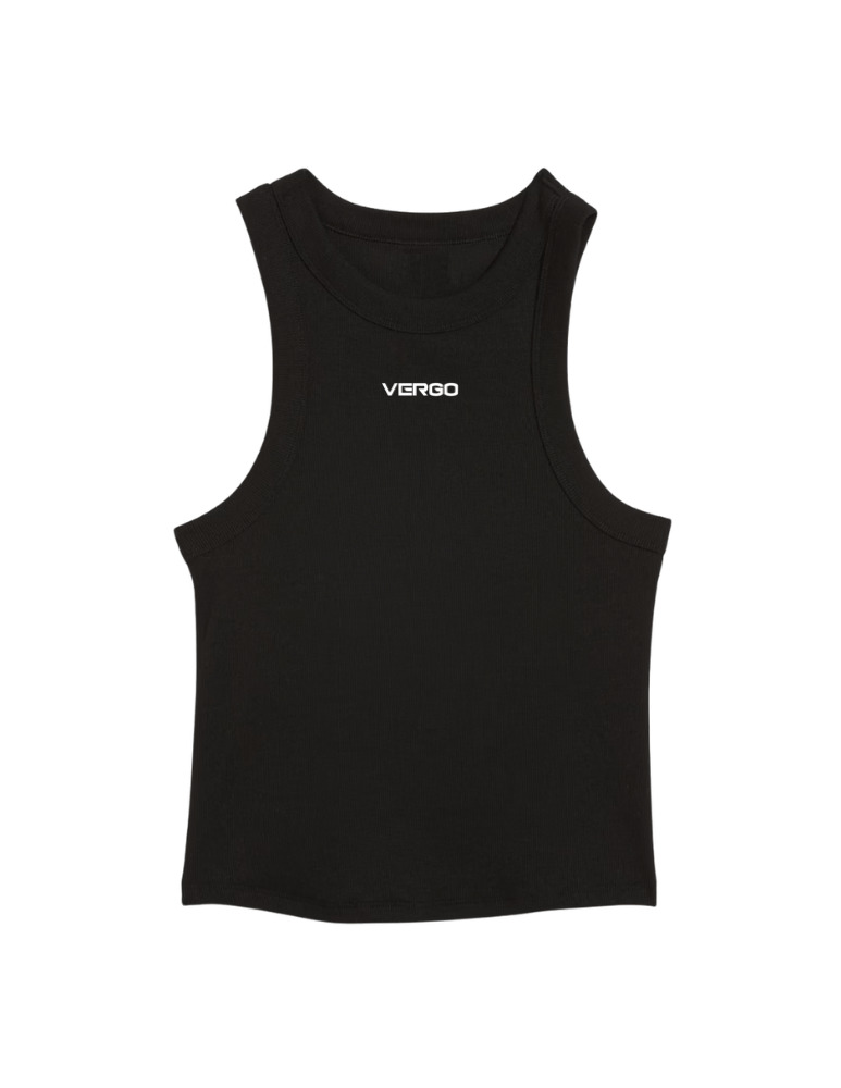 VERGO embroidered ribbed  tank - Black