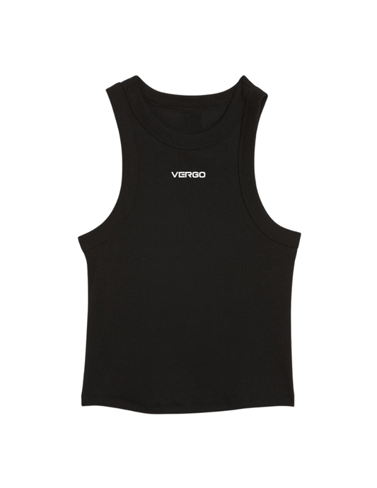 VERGO embroidered ribbed  tank - Black