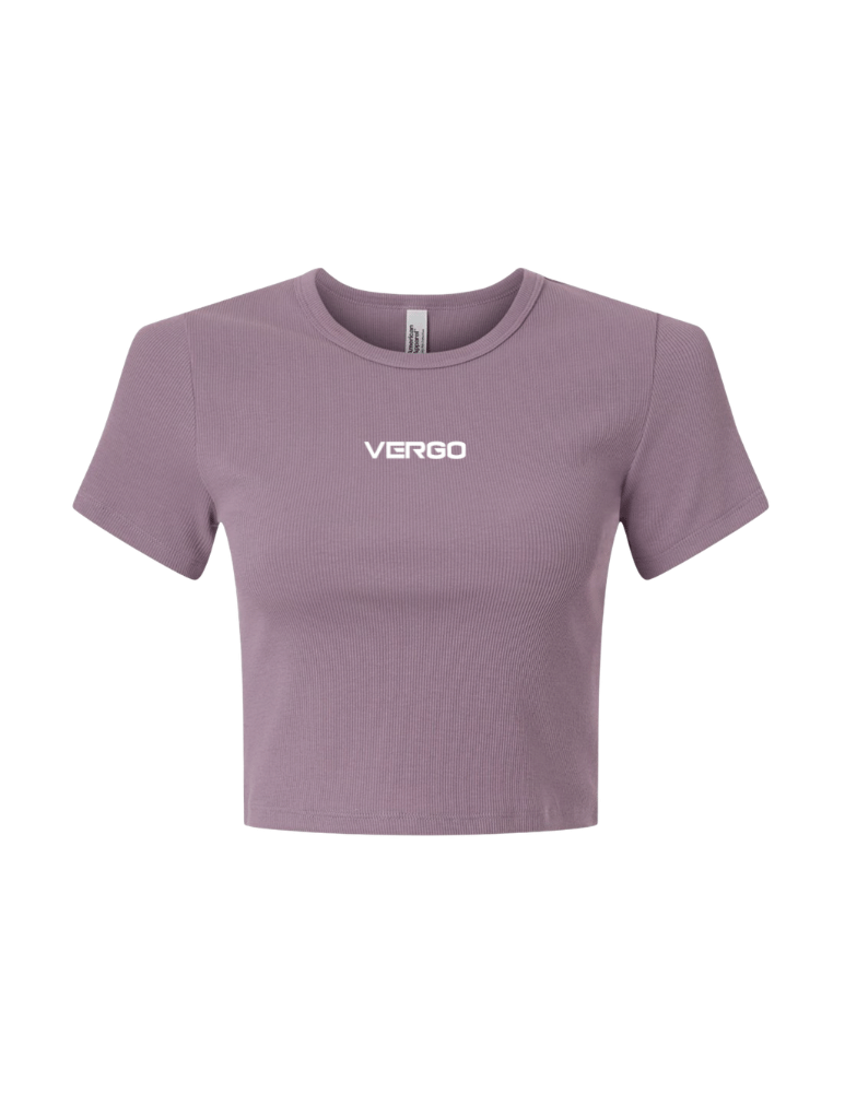 Vergo Embroidered Ribbed Crop Baby Tee - Violet