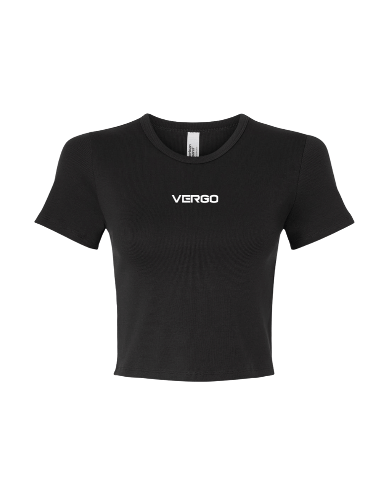 Vergo Embroidered Ribbed Crop Baby Tee - Black