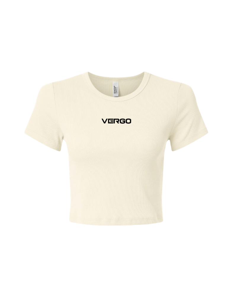 Vergo Embroidered Ribbed Crop Baby Tee - Bone