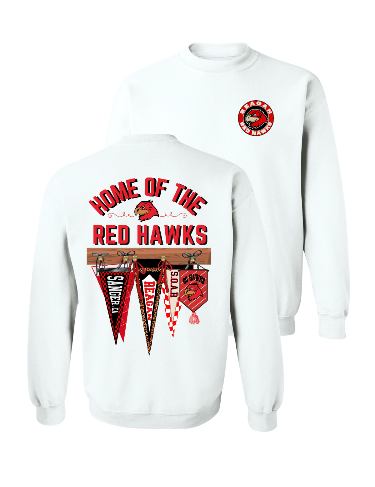 Home of the Red Hawks Crew - White